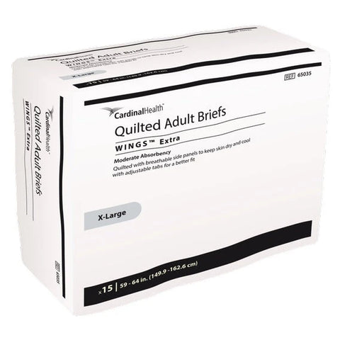 Cardinal Health, Quilted Adult Briefs, Wings Extra, X-Large, 59" - 64"